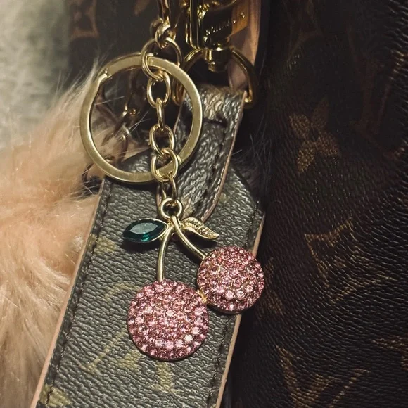 Elegant Gold Cherry Keychain Set - Picture 4 of 7